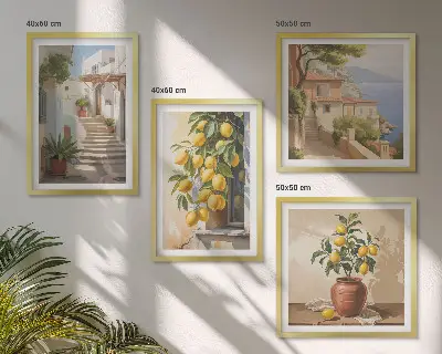 Komplet slika za spavaću sobu ulice limuna s pogledom na more