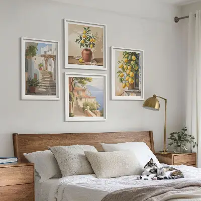 Komplet slika za spavaću sobu ulice limuna s pogledom na more