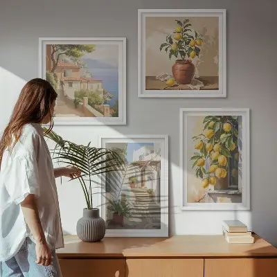 Komplet slika za spavaću sobu ulice limuna s pogledom na more