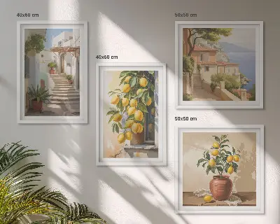 Komplet slika za spavaću sobu ulice limuna s pogledom na more