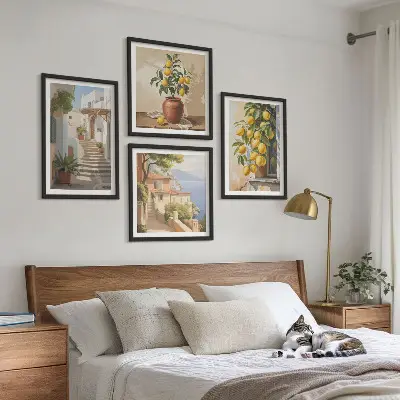 Komplet slika za spavaću sobu ulice limuna s pogledom na more