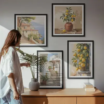Komplet slika za spavaću sobu ulice limuna s pogledom na more