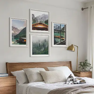 Komplet slika za spavaću sobu motiv planinskog jezera