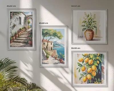Komplet slika za spavaću sobu motiv cvijeća limuna na moru