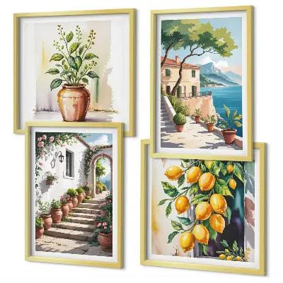 Komplet slika za spavaću sobu motiv cvijeća limuna na moru