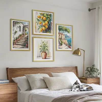 Komplet slika za spavaću sobu motiv cvijeća limuna na moru