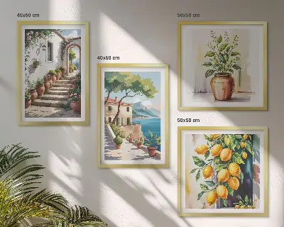 Komplet slika za spavaću sobu motiv cvijeća limuna na moru