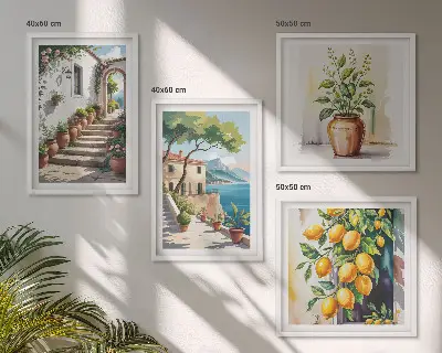 Komplet slika za spavaću sobu motiv cvijeća limuna na moru