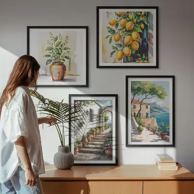 Komplet slika za spavaću sobu motiv cvijeća limuna na moru