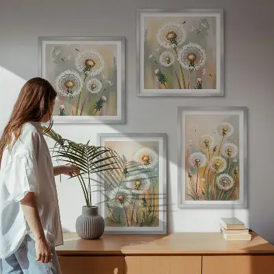 Komplet slika za spavaću sobu cvjetovi maslačka i pastelne trave