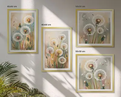 Komplet slika za spavaću sobu cvjetovi maslačka i pastelne trave