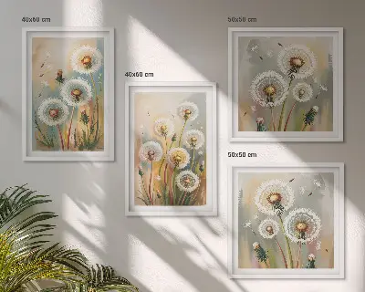 Komplet slika za spavaću sobu cvjetovi maslačka i pastelne trave