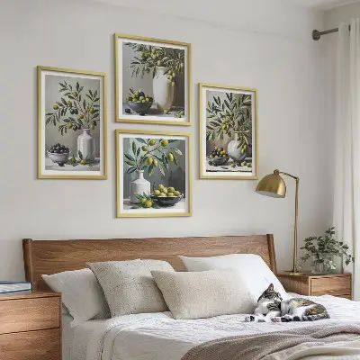 Komplet slika za spavaću sobu motivi maslina u keramički sivoj boji