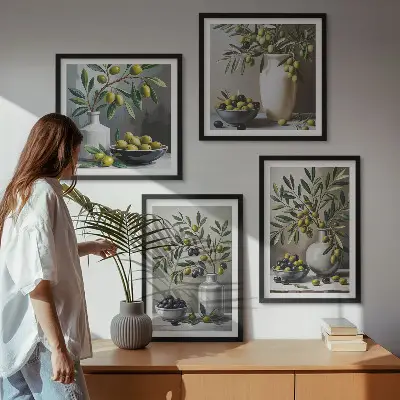 Komplet slika za spavaću sobu motivi maslina u keramički sivoj boji
