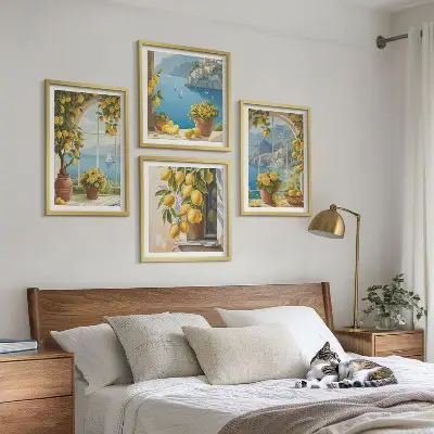 Komplet slika za spavaću sobu s motivima morskih pejzaža, limuna i prozora