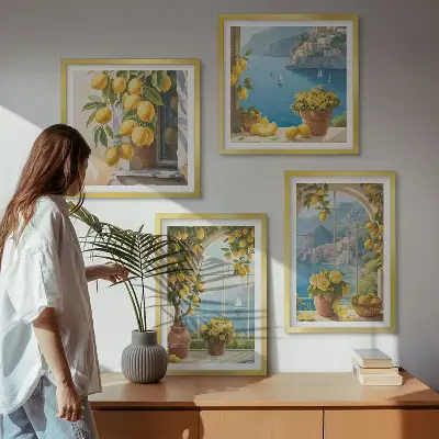 Komplet slika za spavaću sobu s motivima morskih pejzaža, limuna i prozora