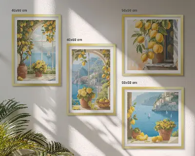 Komplet slika za spavaću sobu s motivima morskih pejzaža, limuna i prozora