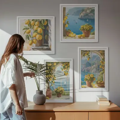 Komplet slika za spavaću sobu s motivima morskih pejzaža, limuna i prozora