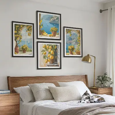 Komplet slika za spavaću sobu s motivima morskih pejzaža, limuna i prozora