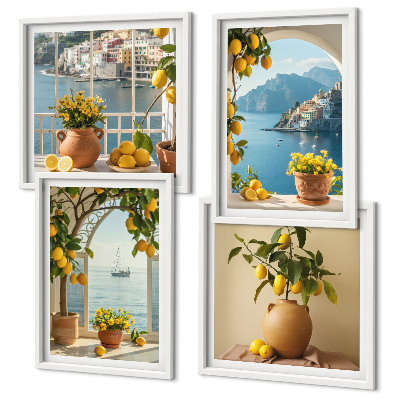 Set 4 slike u okviru Cvijeće limuna u Seatownu