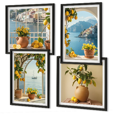 Set 4 slike u okviru Cvijeće limuna u Seatownu