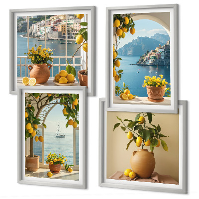 Set 4 slike u okviru Cvijeće limuna u Seatownu