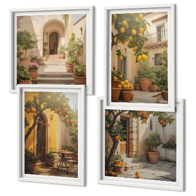 Set 4 slike u okviru Terasa s citrusnim drvećem
