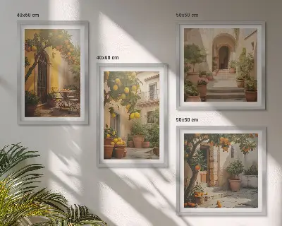 Terasa s citrusnim drvećem set 4 slike u okviru