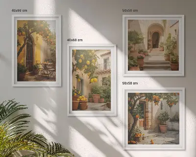 Terasa s citrusnim drvećem set 4 slike u okviru