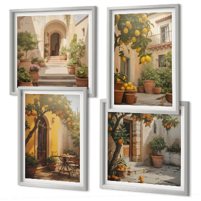 Set 4 slike u okviru Terasa s citrusnim drvećem