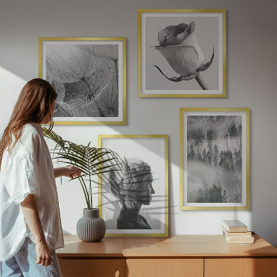 Set 4 slike u okviru Portret žene u šumskoj magli