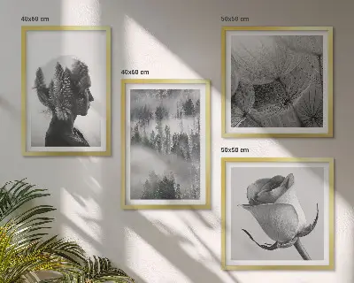 Portret žene u šumskoj magli set od 4 slike u okviru