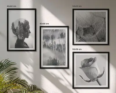 Portret žene u šumskoj magli set od 4 slike u okviru