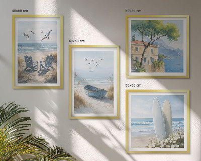Dekorativni komplet slika za zid daske za plažu surfanje brod ptice