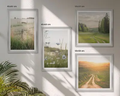 Komplet slika za spavaću sobu krajolik s motivom polja i sunca