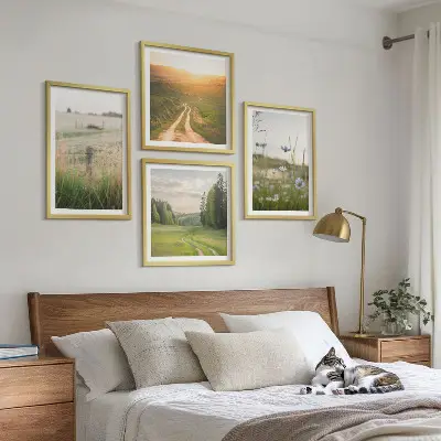 Komplet slika za spavaću sobu krajolik s motivom polja i sunca