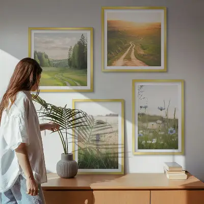 Komplet slika za spavaću sobu krajolik s motivom polja i sunca