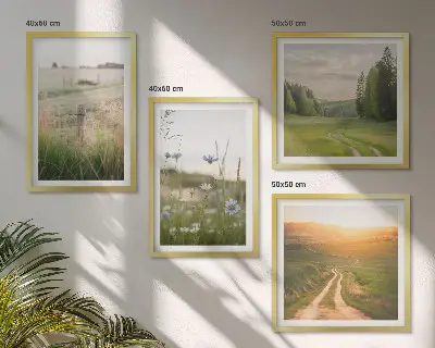 Komplet slika za spavaću sobu krajolik s motivom polja i sunca