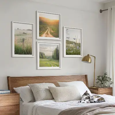 Komplet slika za spavaću sobu krajolik s motivom polja i sunca