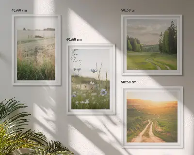 Komplet slika za spavaću sobu krajolik s motivom polja i sunca