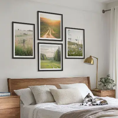 Komplet slika za spavaću sobu krajolik s motivom polja i sunca