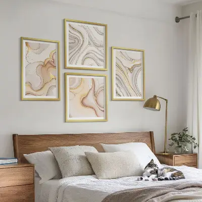 Linearni apstraktni motivi set od 4 slike u okviru