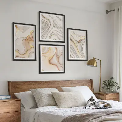 Linearni apstraktni motivi set od 4 slike u okviru