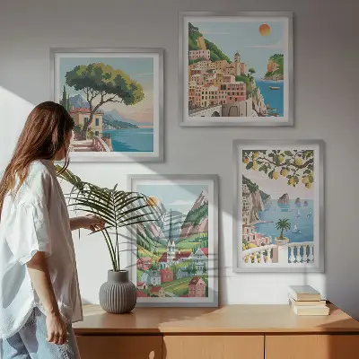 Dekorativni komplet zidnih slika morski krajolici s motivom agruma