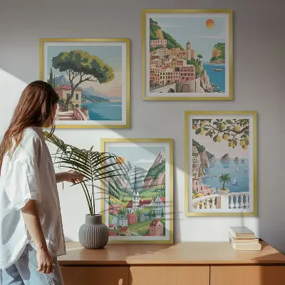 Dekorativni komplet zidnih slika morski krajolici s motivom agruma