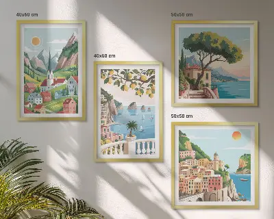 Dekorativni komplet zidnih slika morski krajolici s motivom agruma