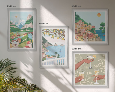 Komplet slika za spavaću sobu Pastelne kuće pri moru