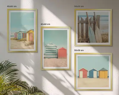Komplet slika za spavaću sobu motiva šarenih kućica na plaži