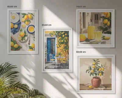 Set od 4 slike Limun vrt s pićima u okviru