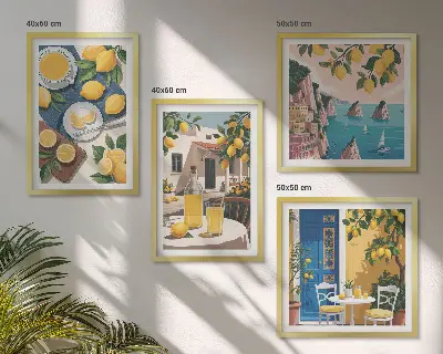 Limunada za sunčanje na terasi set od 4 slike u okviru